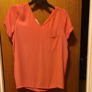 Maurices Pink Relaxed Blouse with Short Sleeves